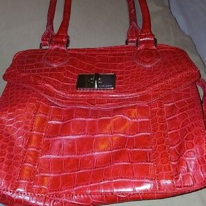 Nine West Red Crocodile-Embossed Shoulder Bag